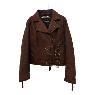 Pre-owned Moschino Cheap And Chic Leather Biker Jacket In Brown