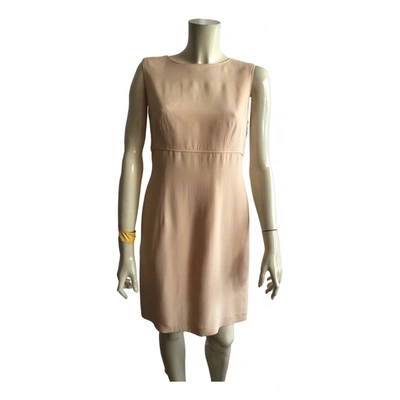 Pre-owned Gerard Darel Silk Mid-length Dress In Beige