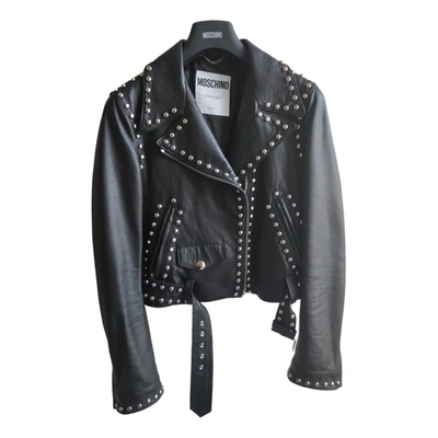 Pre-owned Moschino Leather Jacket In Black