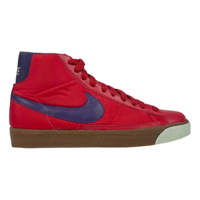 Pre-owned Nike Blazer Leather High Trainers In Red