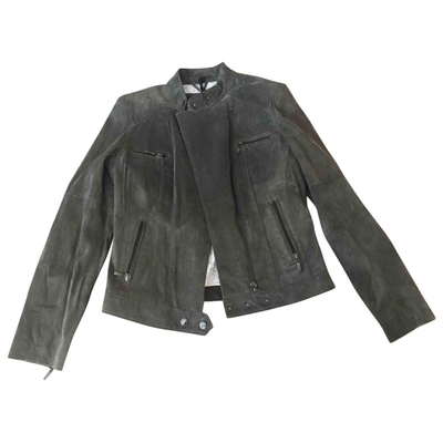 Pre-owned Oakwood Leather Biker Jacket In Khaki