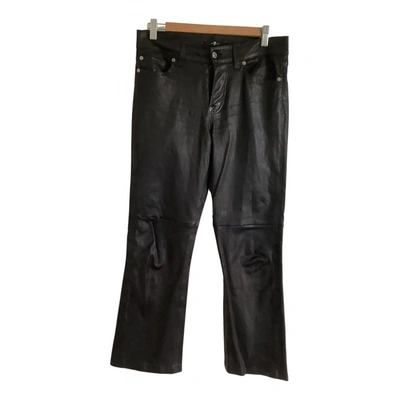 Pre-owned 7 For All Mankind Leather Trousers In Black