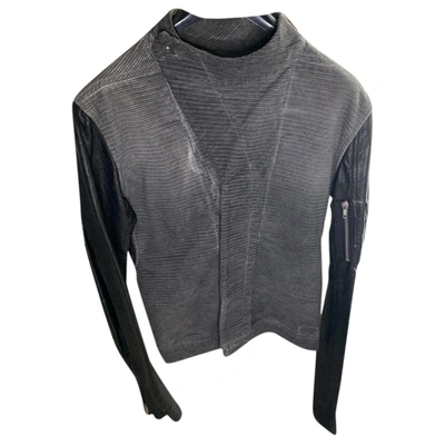 Pre-owned Rick Owens Drkshdw Leather Jacket In Grey