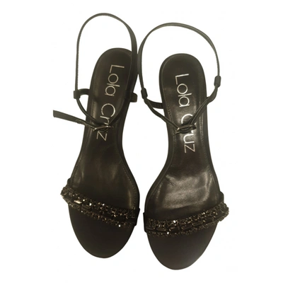 Pre-owned Lola Cruz Glitter Sandal In Black