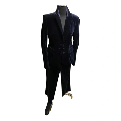 Pre-owned Strenesse Velvet Suit Jacket In Blue