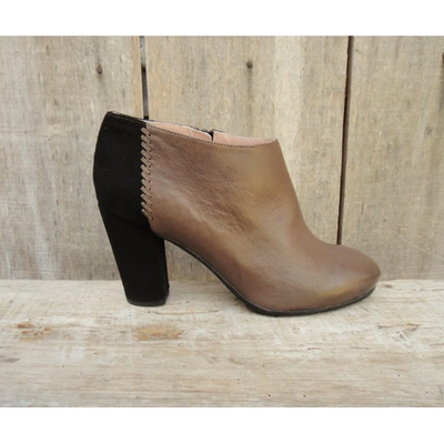 Pre-owned Maliparmi Leather Ankle Boots In Brown