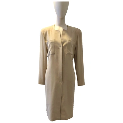Pre-owned Giorgio Armani Wool Mid-length Dress In Beige