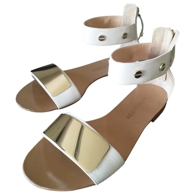 Pre-owned Borbonese Leather Sandal In White