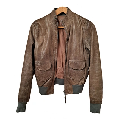 Pre-owned 7 For All Mankind Leather Jacket In Brown
