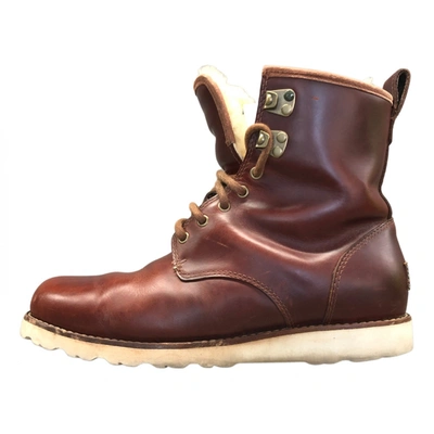 Pre-owned Ugg Leather Boots In Brown