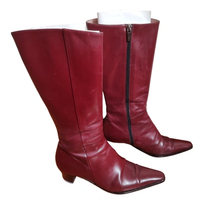 Pre-owned Fratelli Rossetti Leather Boots In Burgundy