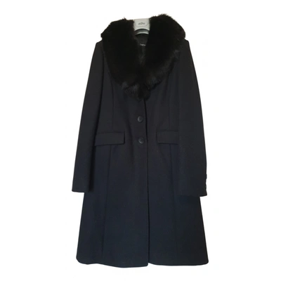 Pre-owned Roccobarocco Wool Coat In Black
