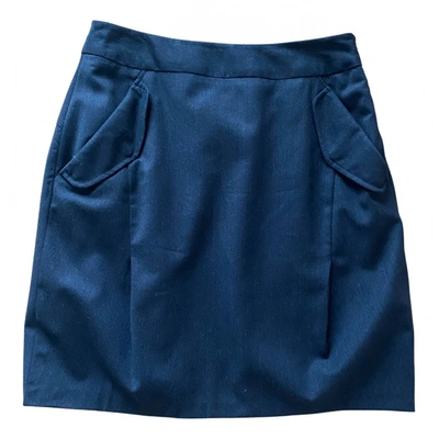 Pre-owned Max Mara Wool Mid-length Skirt In Blue