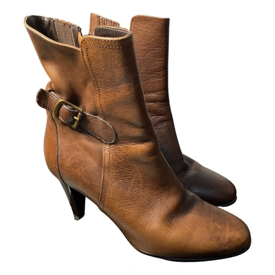 Pre-owned Max & Co Leather Ankle Boots In Brown