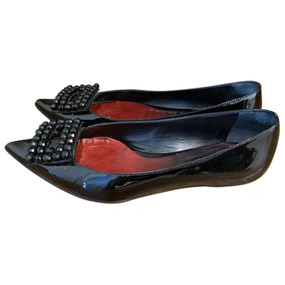 Pre-owned Sebastian Milano Patent Leather Ballet Flats In Black