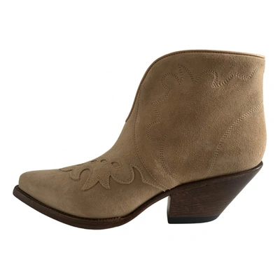 Pre-owned Buttero Ankle Boots In Beige