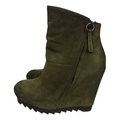 Pre-owned Ash Ankle Boots In Khaki