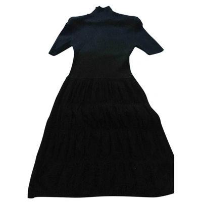 Pre-owned Moschino Love Wool Mid-length Dress In Black