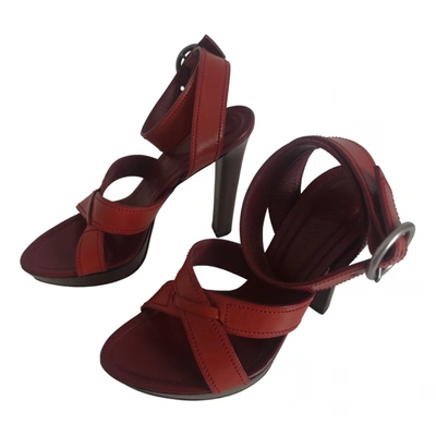 Pre-owned Saint Laurent Leather Sandals In Burgundy