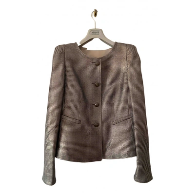 Pre-owned Armani Collezioni Wool Short Vest In Silver