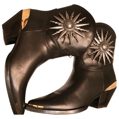 Pre-owned Fausto Puglisi Leather Ankle Boots In Black