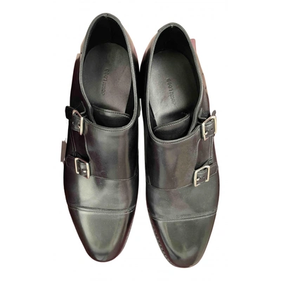 Pre-owned John Lobb Leather Flats In Black