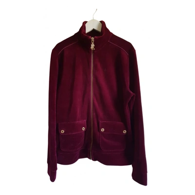 Pre-owned Lauren Ralph Lauren Velvet Short Vest In Burgundy