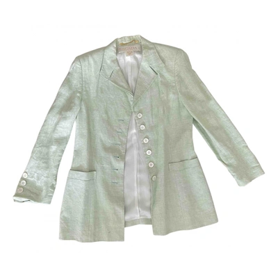 Pre-owned Escada Linen Jacket In Green
