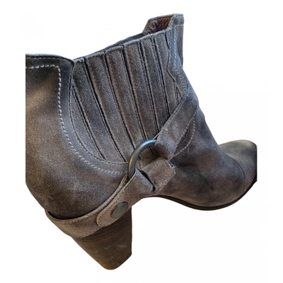 Pre-owned Janet & Janet Western Boots In Anthracite