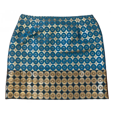 Pre-owned Les Copains Silk Mini Skirt In Turquoise