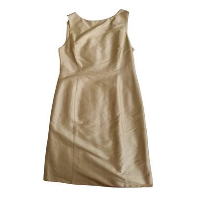 Pre-owned Armani Collezioni Silk Mid-length Dress In Gold