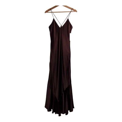 Pre-owned Alix The Label Silk Maxi Dress In Brown