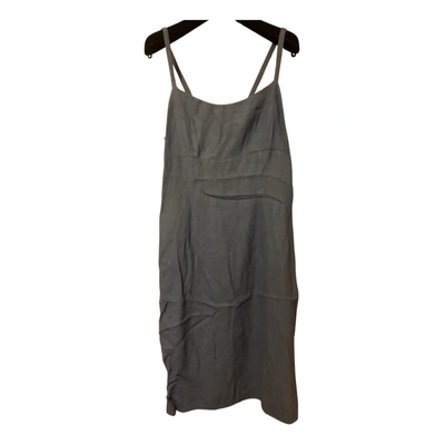 Pre-owned Georges Rech Linen Mid-length Dress In Navy