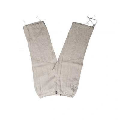 Pre-owned Elena Miro' Linen Trousers In Ecru