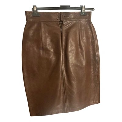 Pre-owned Moschino Cheap And Chic Leather Mid-length Skirt In Brown