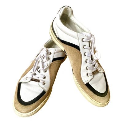 Pre-owned Dior Leather Low Trainers In Beige