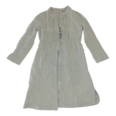 Pre-owned Max & Co Linen Mid-length Dress In Beige