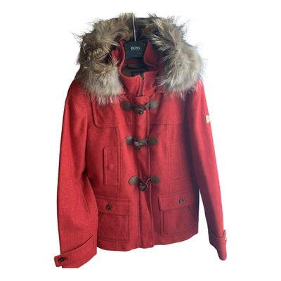 Pre-owned Trussardi Jeans Wool Parka In Red