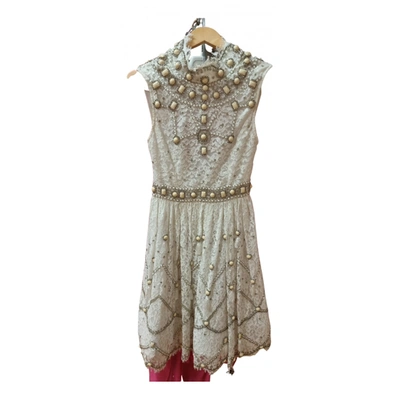 Pre-owned Alice And Olivia Lace Mid-length Dress In White