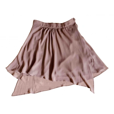Pre-owned Alberta Ferretti Silk Mini Skirt In Camel
