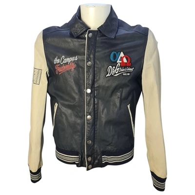Pre-owned D&g Leather Jacket In Blue