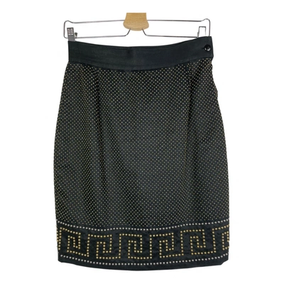 Pre-owned Versace Linen Mini Skirt In Black