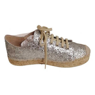 Pre-owned Sarah Summer Leather Espadrilles In Silver