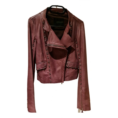 Pre-owned Ermanno Scervino Leather Jacket In Burgundy