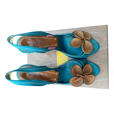 Pre-owned Etro Leather Sandals In Turquoise