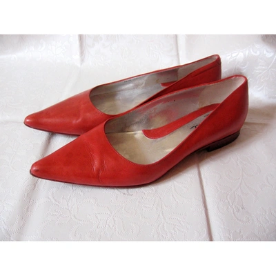 Pre-owned Free Lance Leather Flats In Red