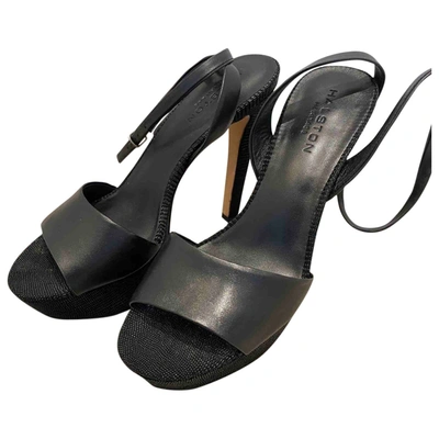 Pre-owned Halston Heritage Leather Sandals In Black
