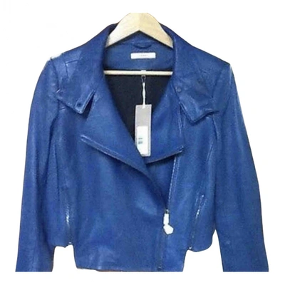 Pre-owned J Brand Leather Jacket In Blue