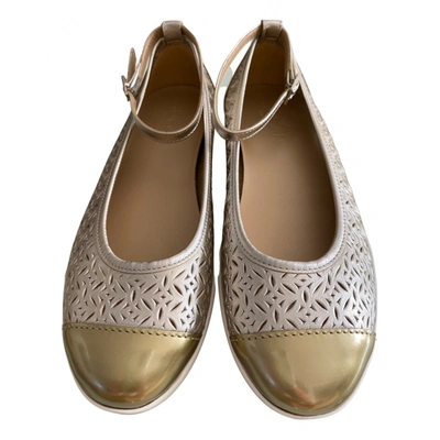 Pre-owned Hogan Leather Ballet Flats In Beige