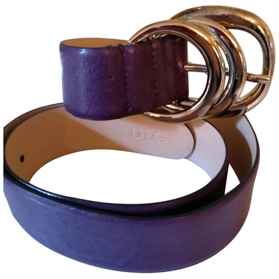 Pre-owned D&g Leather Belt In Purple